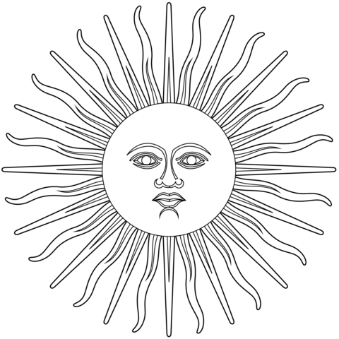 Inti Or Sun Of May Coloring Page